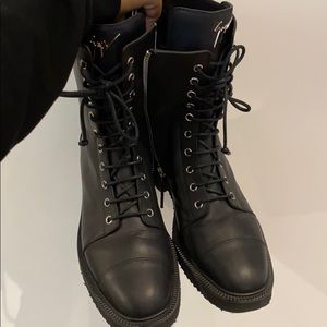 Giuseppe zanotti leather combat boots